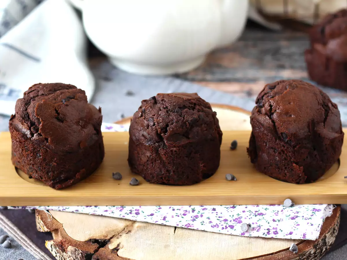 Συνταγή Τα καλύτερα muffins σοκολάτας: τεράστια και υγρά