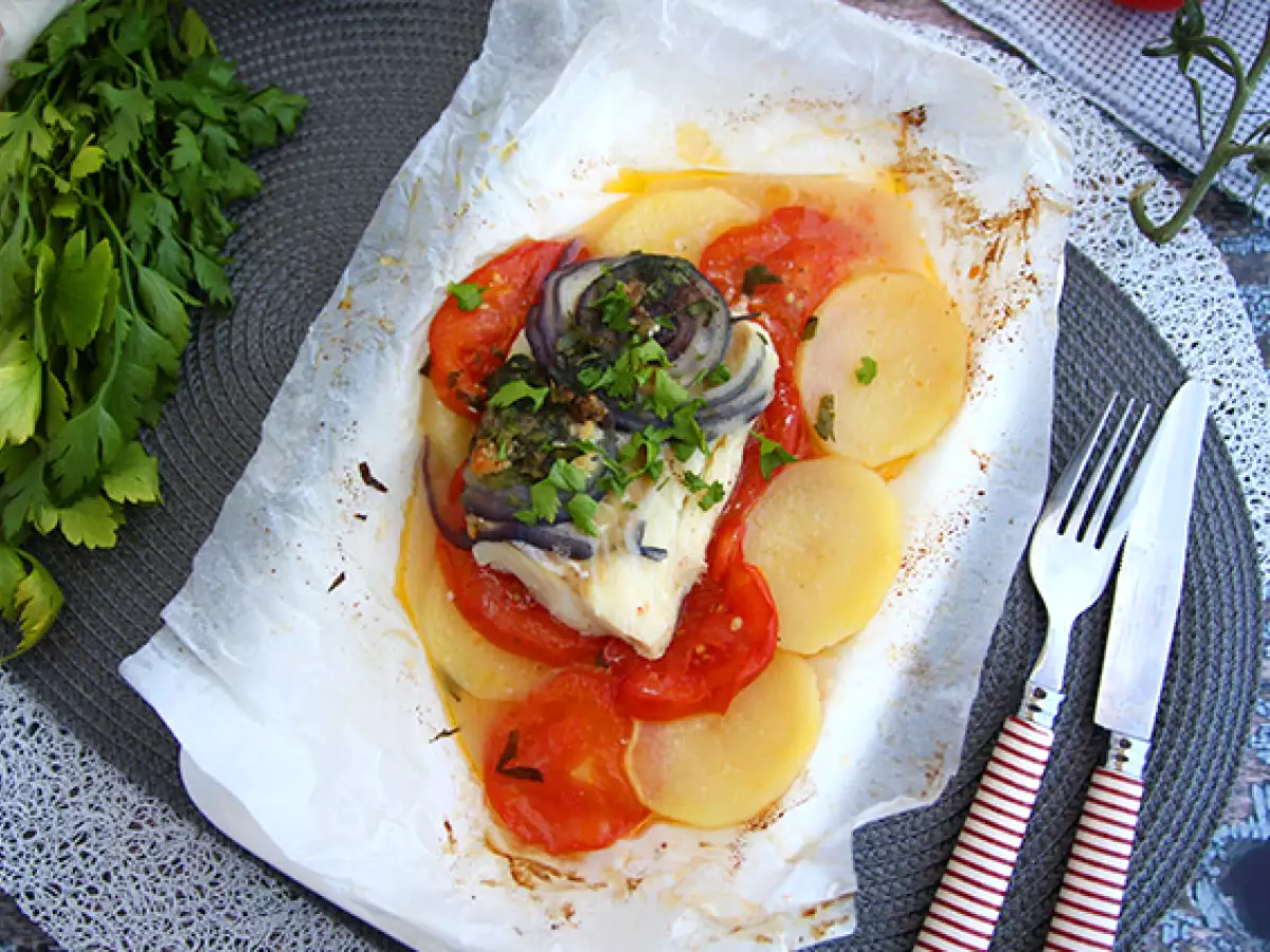Συνταγή Papillote μπακαλιάρου