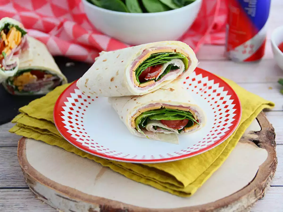 Συνταγή Ζαμπόν και σπανάκι με τσένταρ wraps