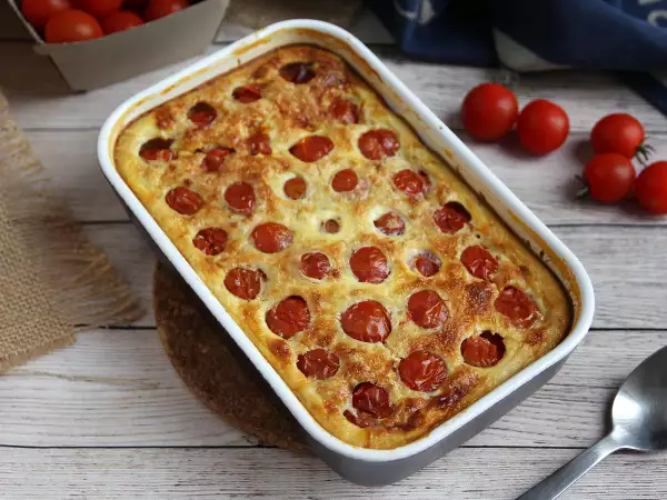 Συνταγή Αλμυρό clafoutis με ντοματίνια και τόνο