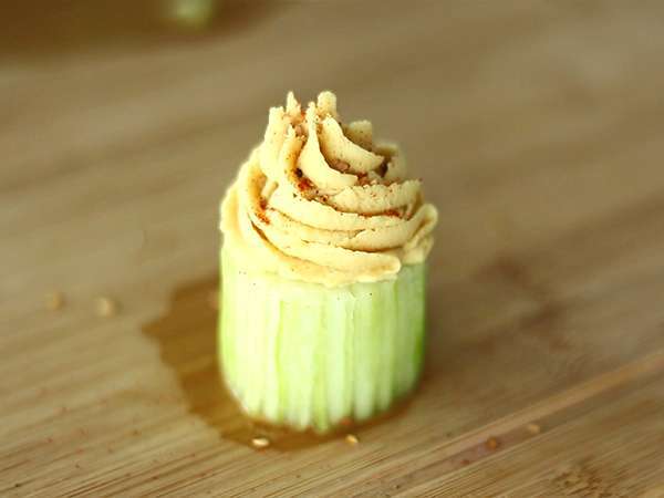 Vegan cupcakes με αγγούρι και χούμους - Προετοιμασία βήμα 5