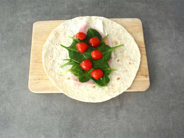 Ζαμπόν και σπανάκι με τσένταρ Wraps - Προετοιμασία βήμα 1