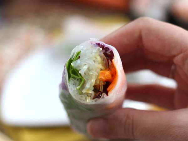 Χορτοφαγικά spring rolls - κόκκινο λάχανο και γλυκοπατάτα - Προετοιμασία βήμα 7
