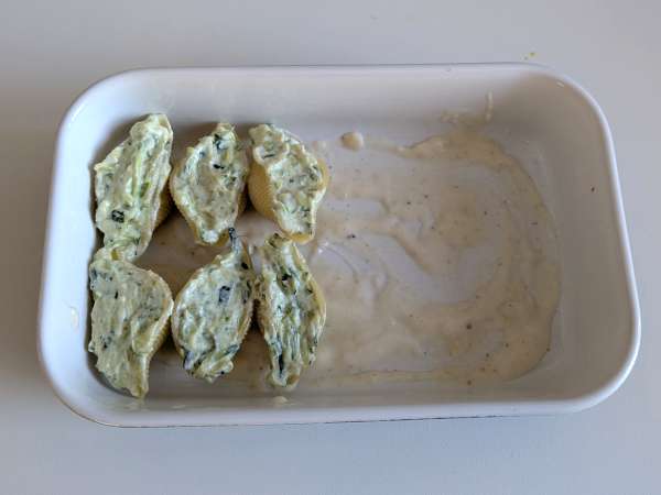 Conchiglioni γεμιστά με ρικότα, κολοκυθάκια και λεμόνι: κρεμώδη και ογκρατέν στο φούρνο - Προετοιμασία βήμα 7