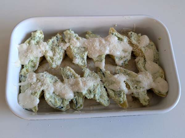 Conchiglioni γεμιστά με ρικότα, κολοκυθάκια και λεμόνι: κρεμώδη και ογκρατέν στο φούρνο - Προετοιμασία βήμα 8