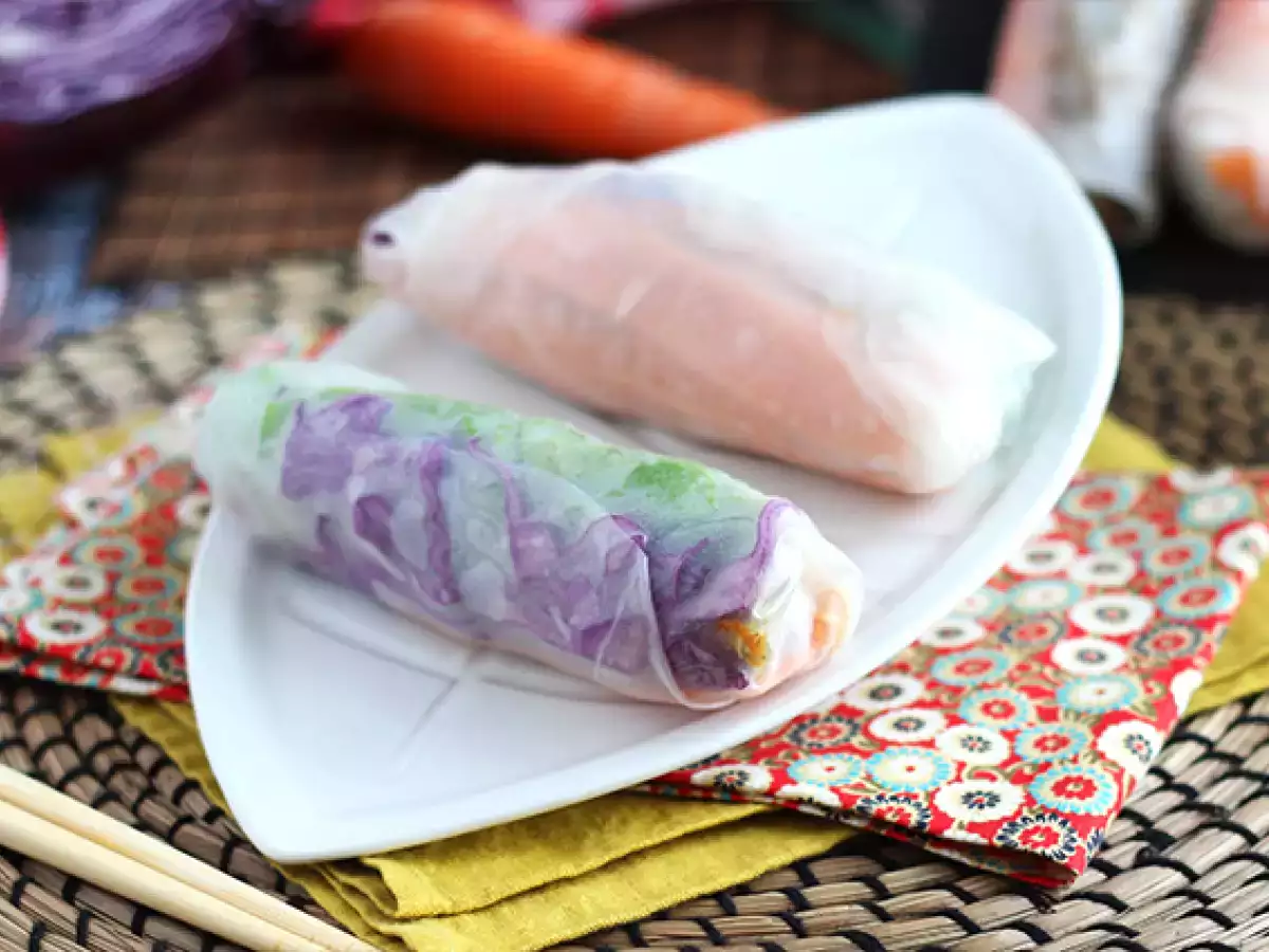 Χορτοφαγικά spring rolls - κόκκινο λάχανο και γλυκοπατάτα - φωτογραφία 2
