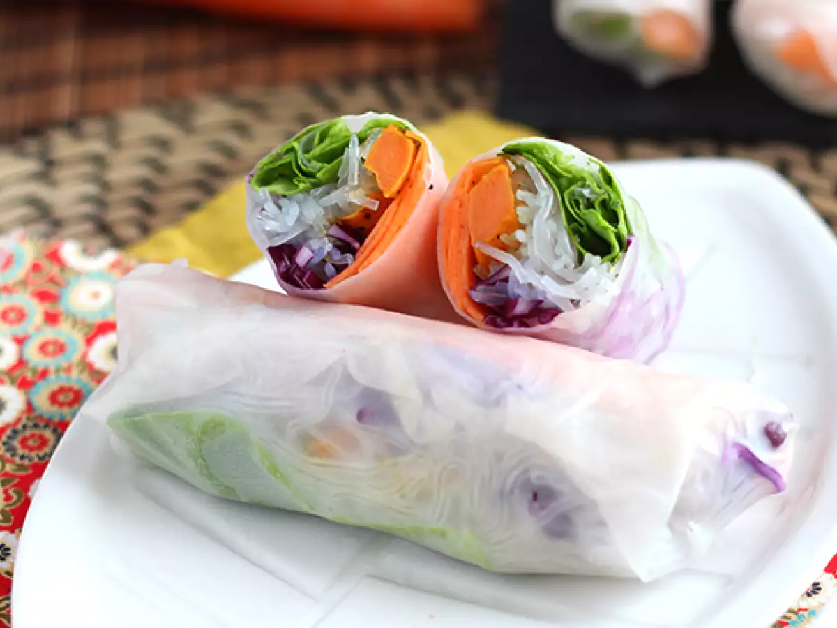 Χορτοφαγικά spring rolls - κόκκινο λάχανο και γλυκοπατάτα - φωτογραφία 3