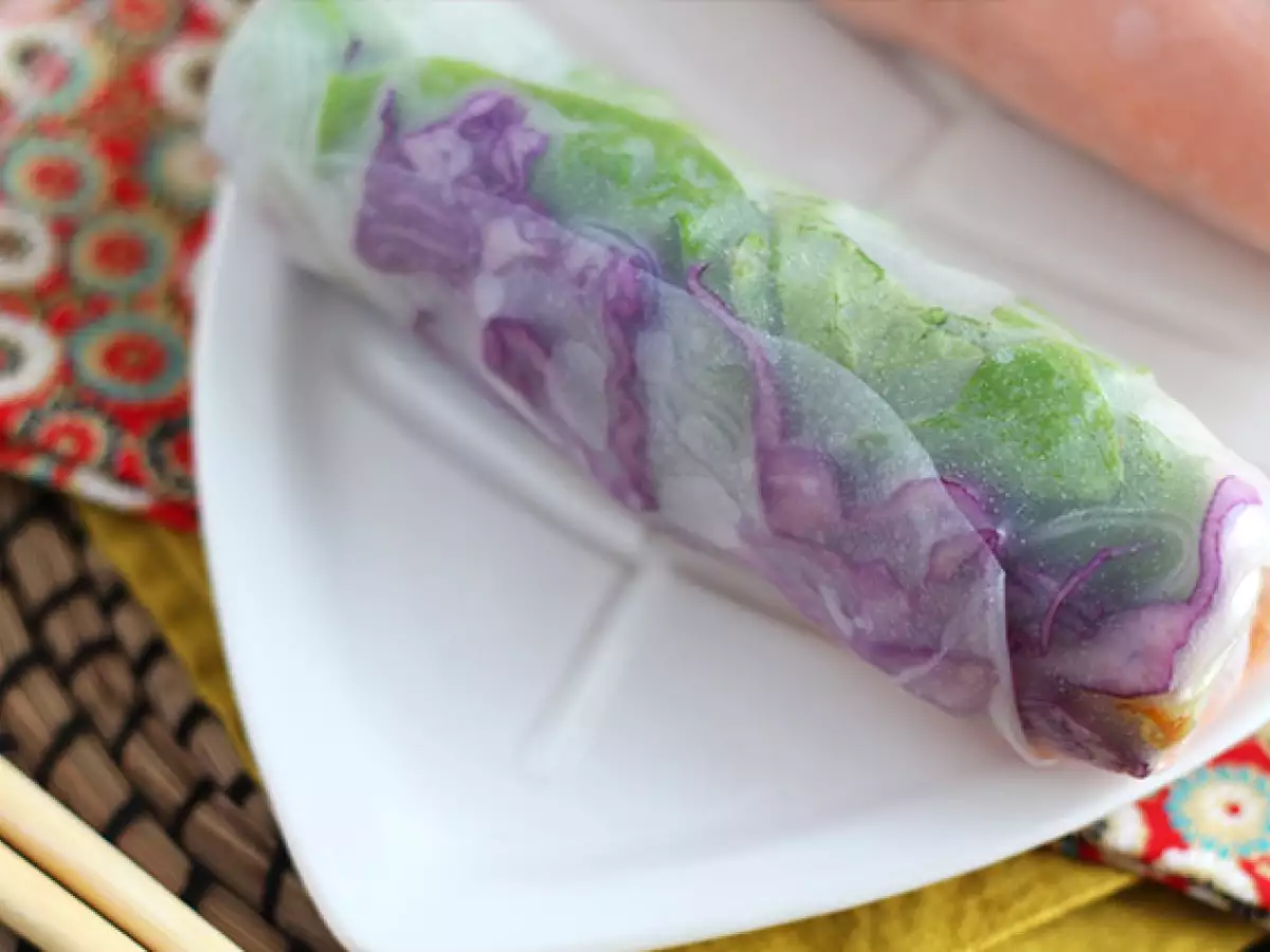 Χορτοφαγικά spring rolls - κόκκινο λάχανο και γλυκοπατάτα - φωτογραφία 4