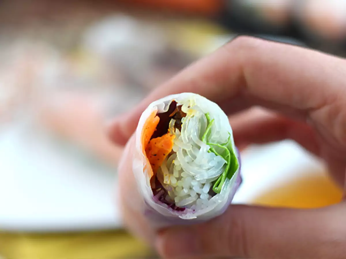 Χορτοφαγικά spring rolls - κόκκινο λάχανο και γλυκοπατάτα - φωτογραφία 5