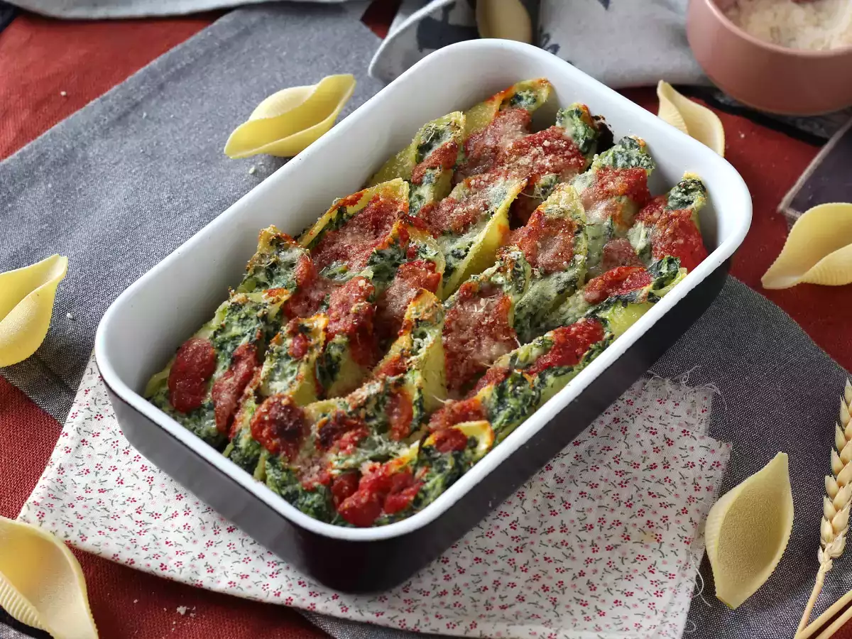 Conchiglioni γεμιστά με ρικότα και σπανάκι: ένα ακαταμάχητο ψητό χορτοφαγικό πιάτο - φωτογραφία 5