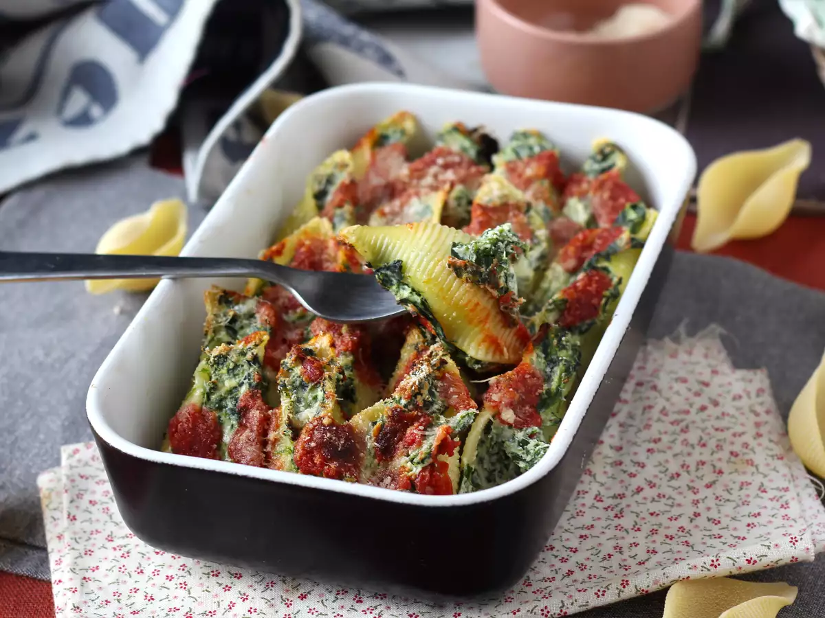 Conchiglioni γεμιστά με ρικότα και σπανάκι: ένα ακαταμάχητο ψητό χορτοφαγικό πιάτο - φωτογραφία 7