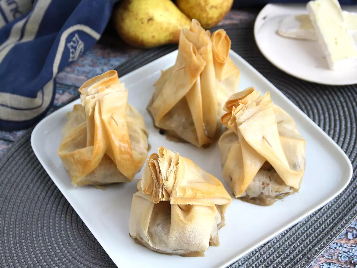 Εξαιρετικά τραγανά μανιτάρια, τυρί Brie και αχλάδι aumônières - φωτογραφία 4