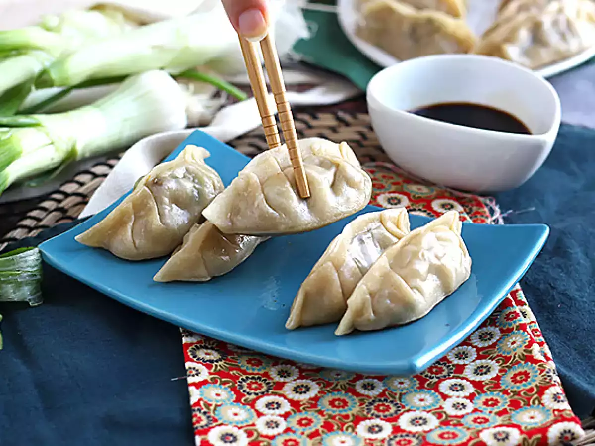 Gyozas με κοτόπουλο, καρότα και μανιτάρια