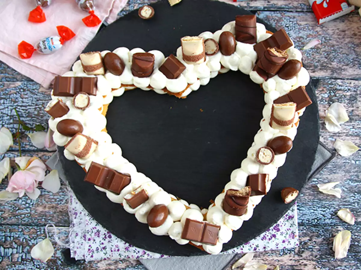 Heart cake au Kinder - Kinder κέικ καρδιάς για την Ημέρα του Αγίου Βαλεντίνου