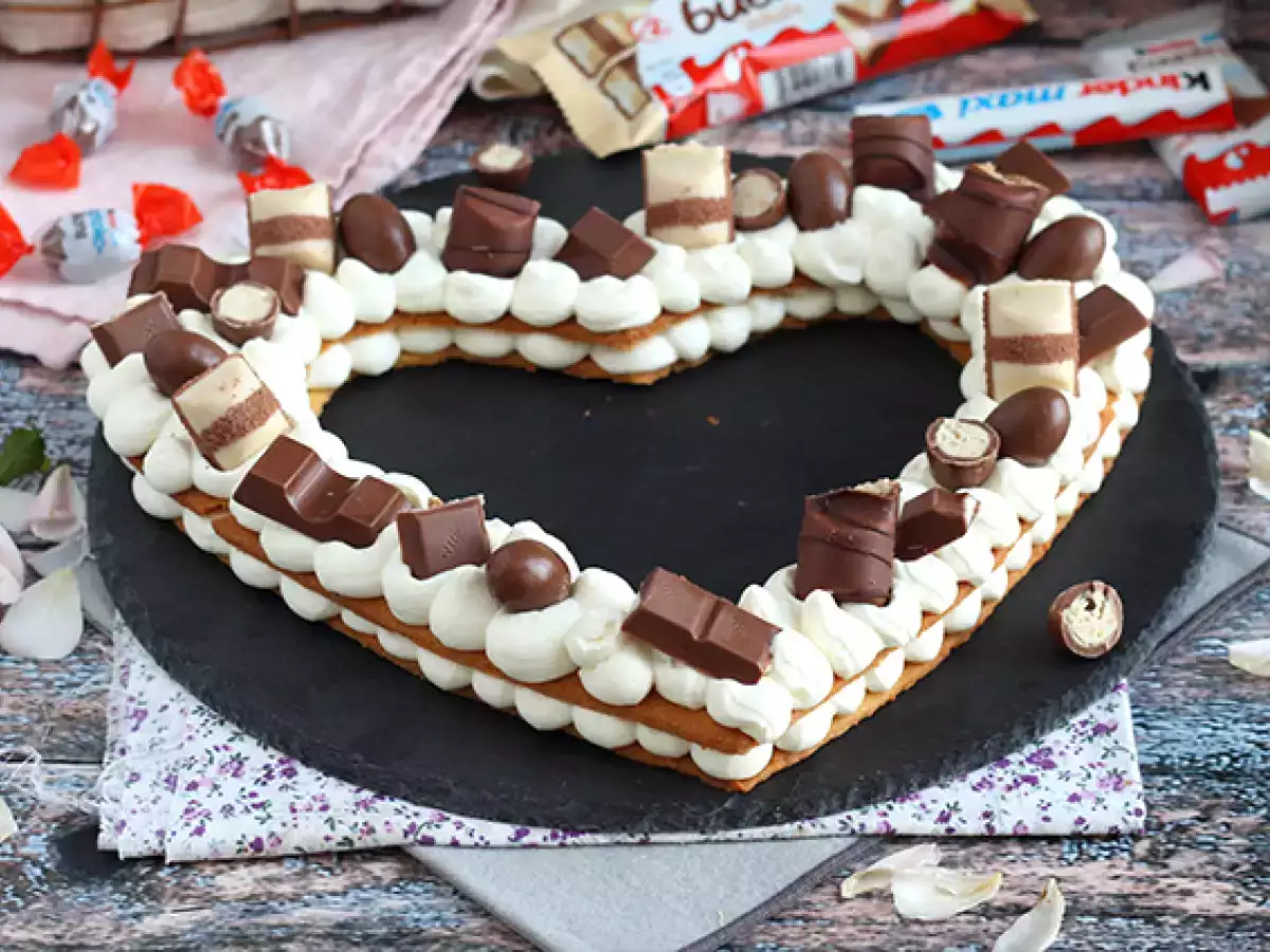Heart cake au Kinder - Kinder κέικ καρδιάς για την Ημέρα του Αγίου Βαλεντίνου - φωτογραφία 2