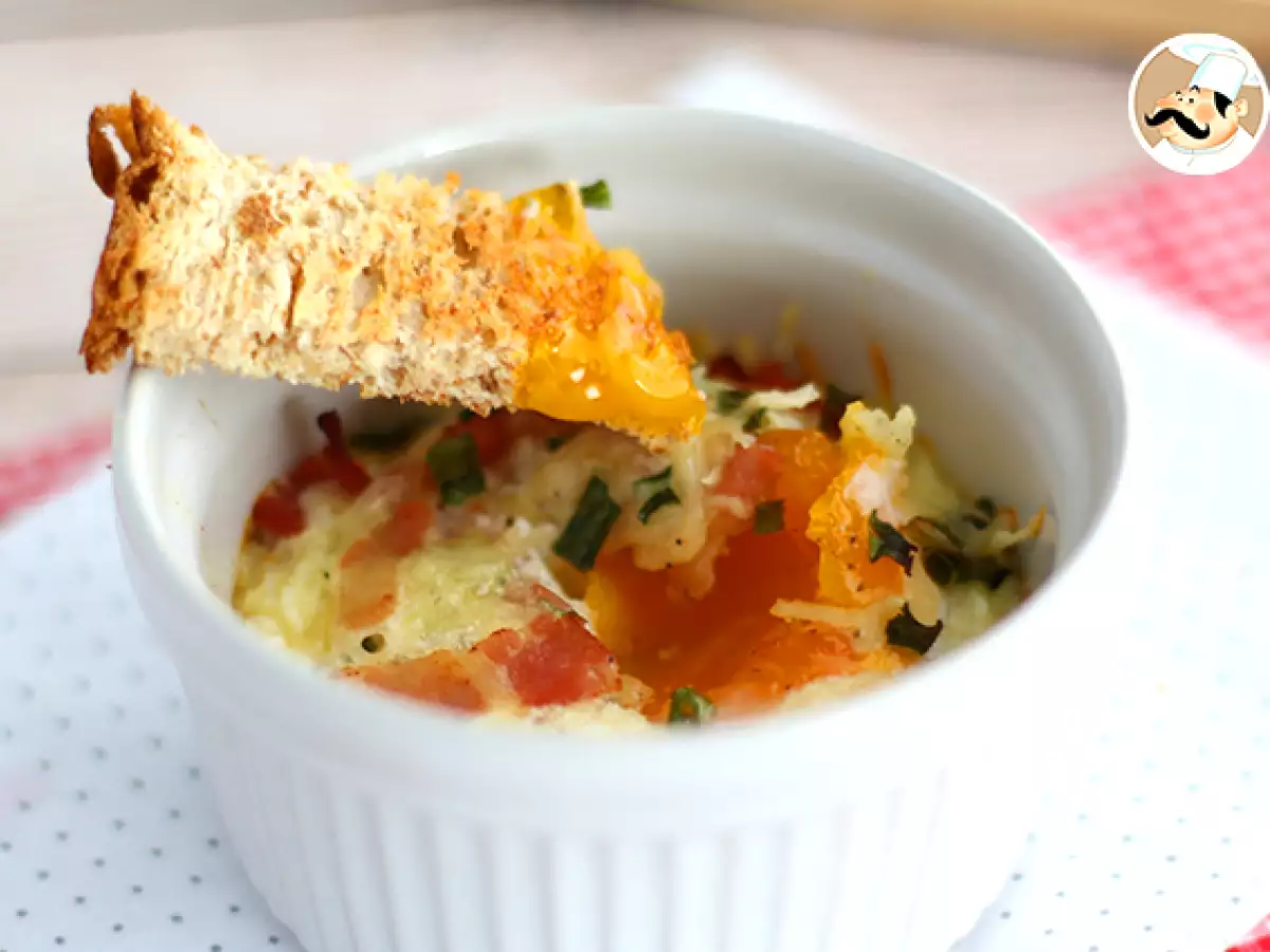 Oeufs cocotte με μπέικον και σχοινόπρασο, μια γρήγορη συνταγή - φωτογραφία 4