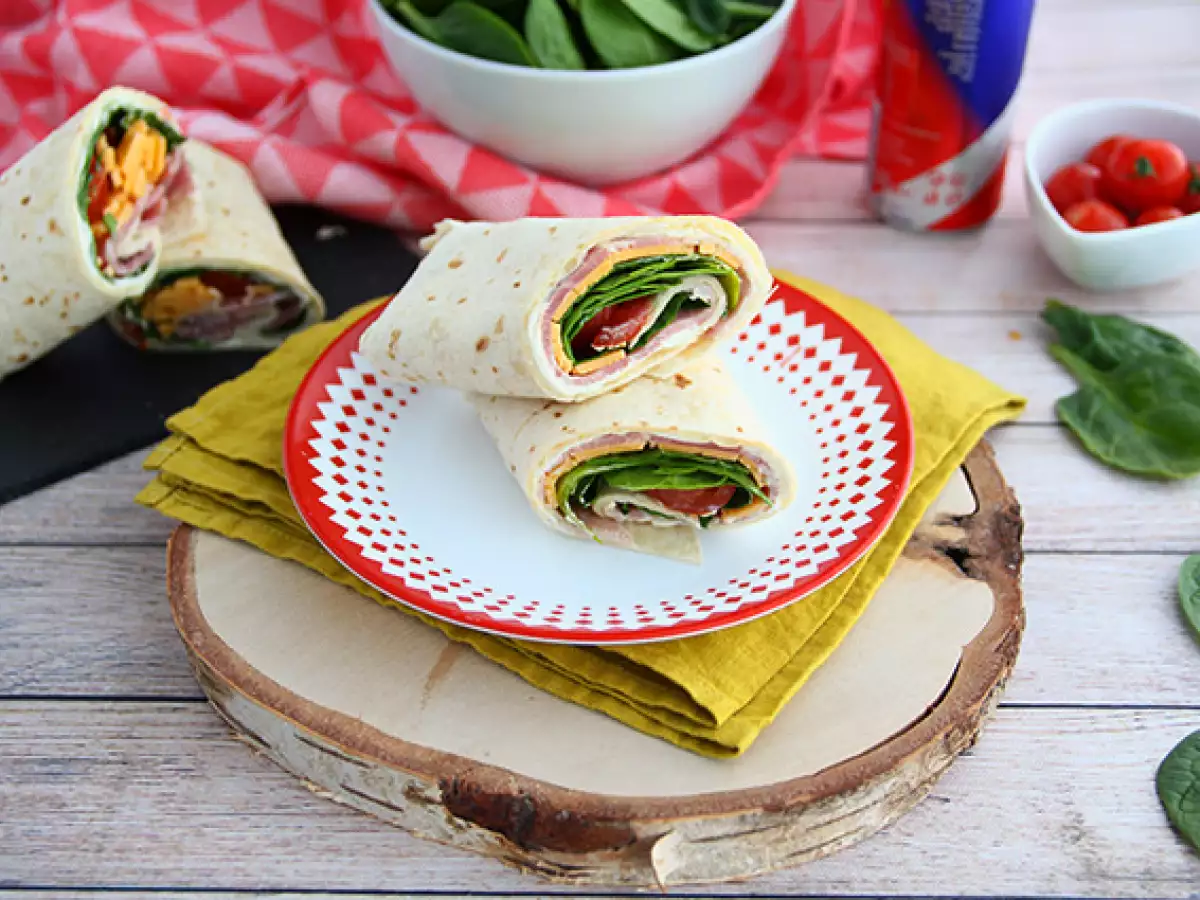 Ζαμπόν και σπανάκι με τσένταρ Wraps - φωτογραφία 4